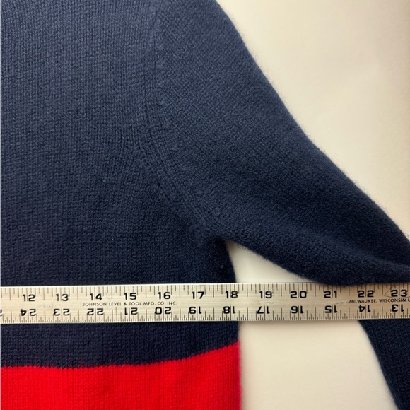 Jenni Kayne cashmere blue red soft full zip cardigan - Picture 7 of 11